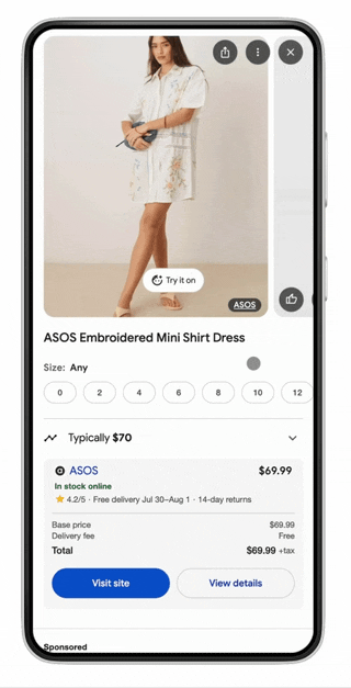 sistema de IA da Google para teste de roupa em funcionamento