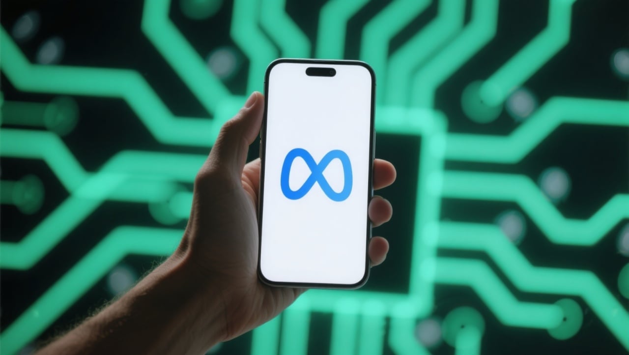 Smartphone com o logo da Meta
