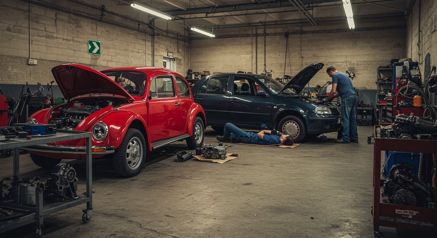 Mecânicos a repararem carro