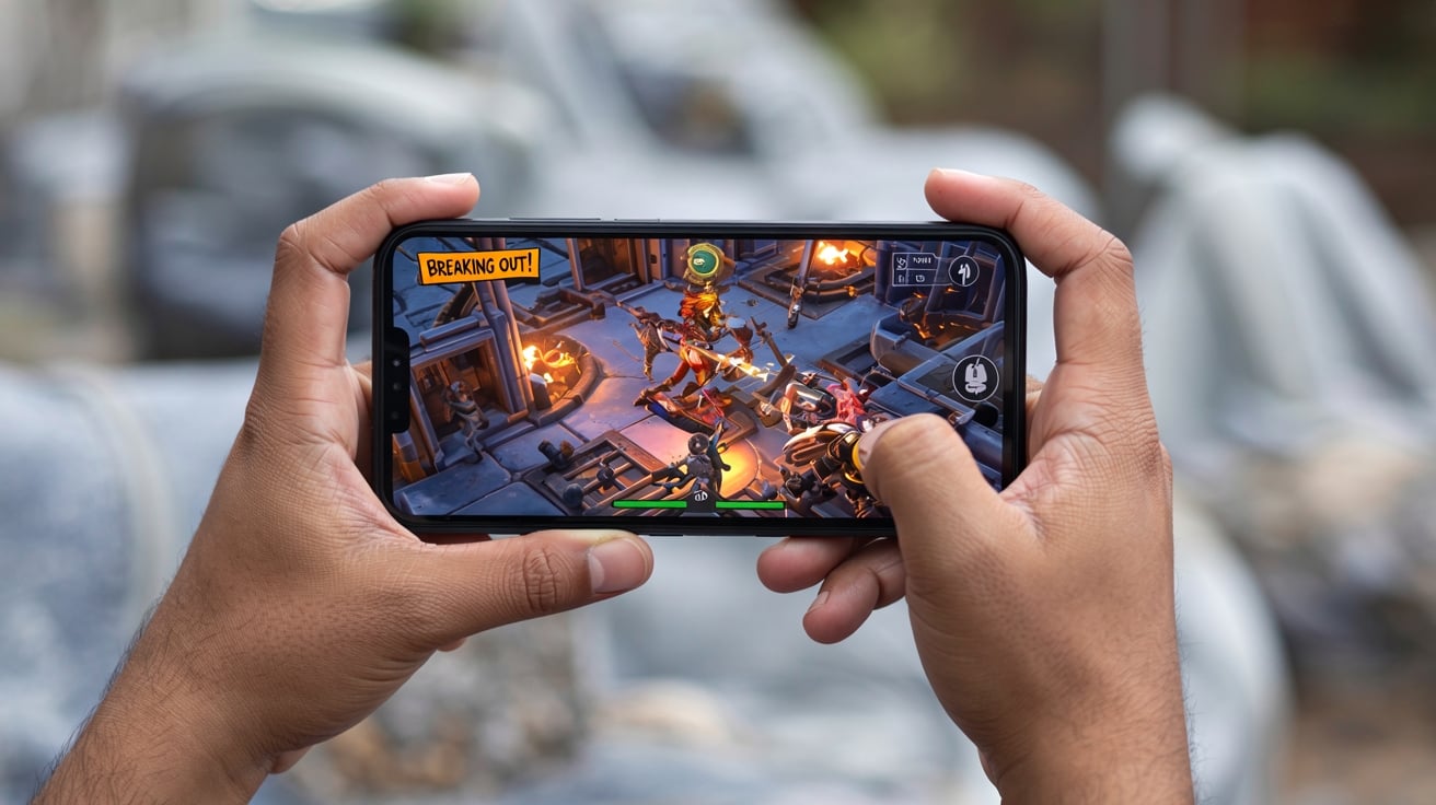 Pessoa a jogar em smartphone