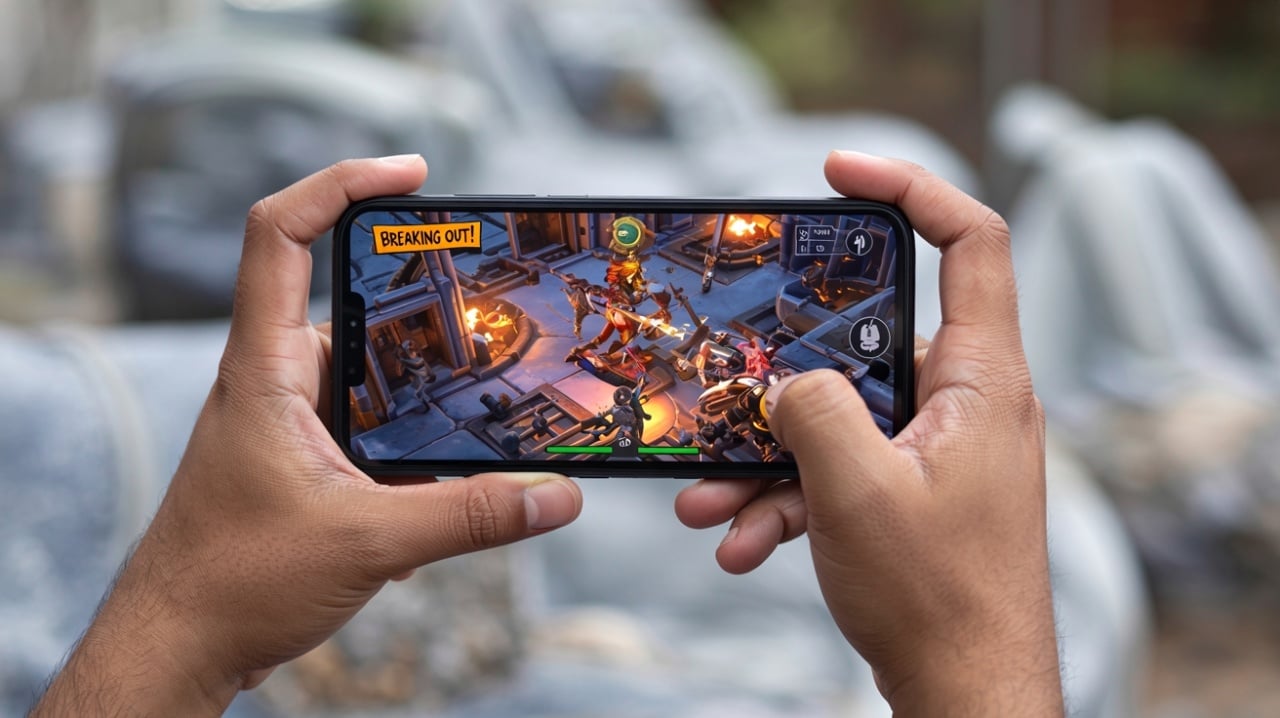 Pessoa a jogar em smartphone