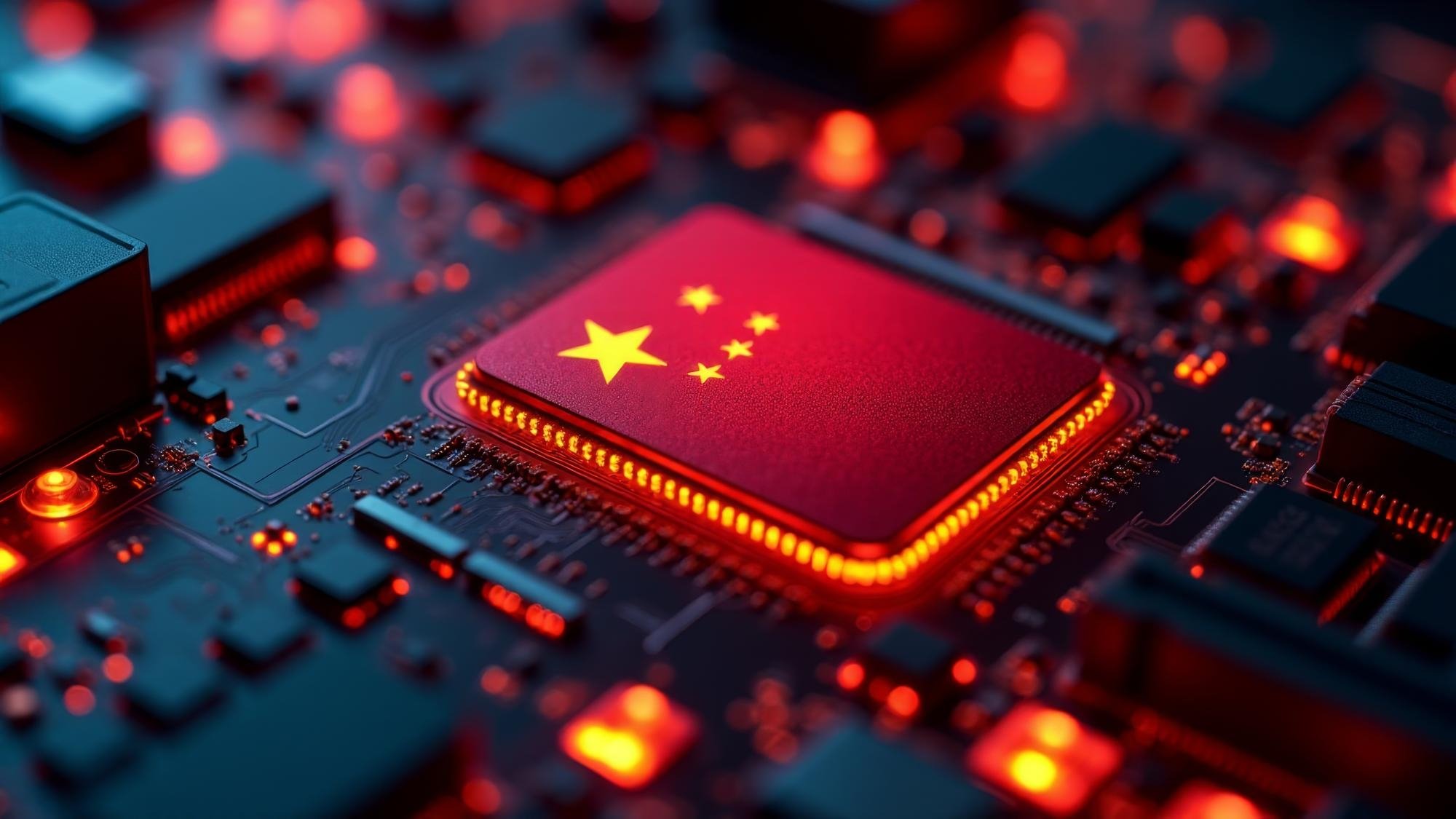 Bandeira da China em chip de computador