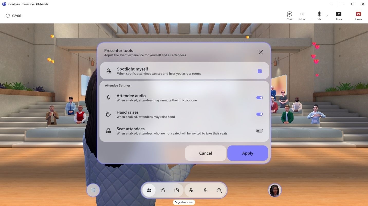 funcionalidades do Microsoft Teams 3D