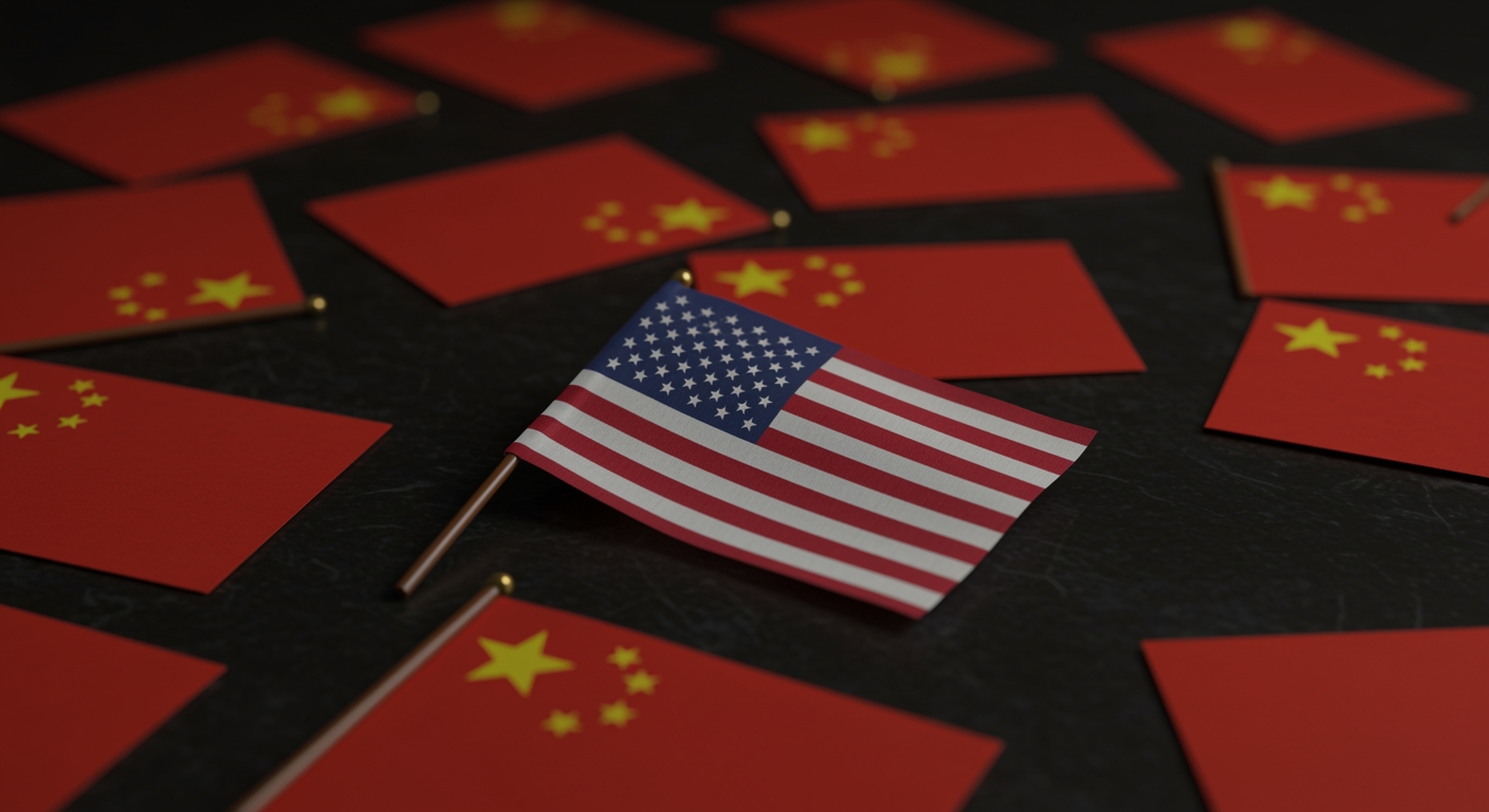 Bandeira dos EUA com bandeira da China