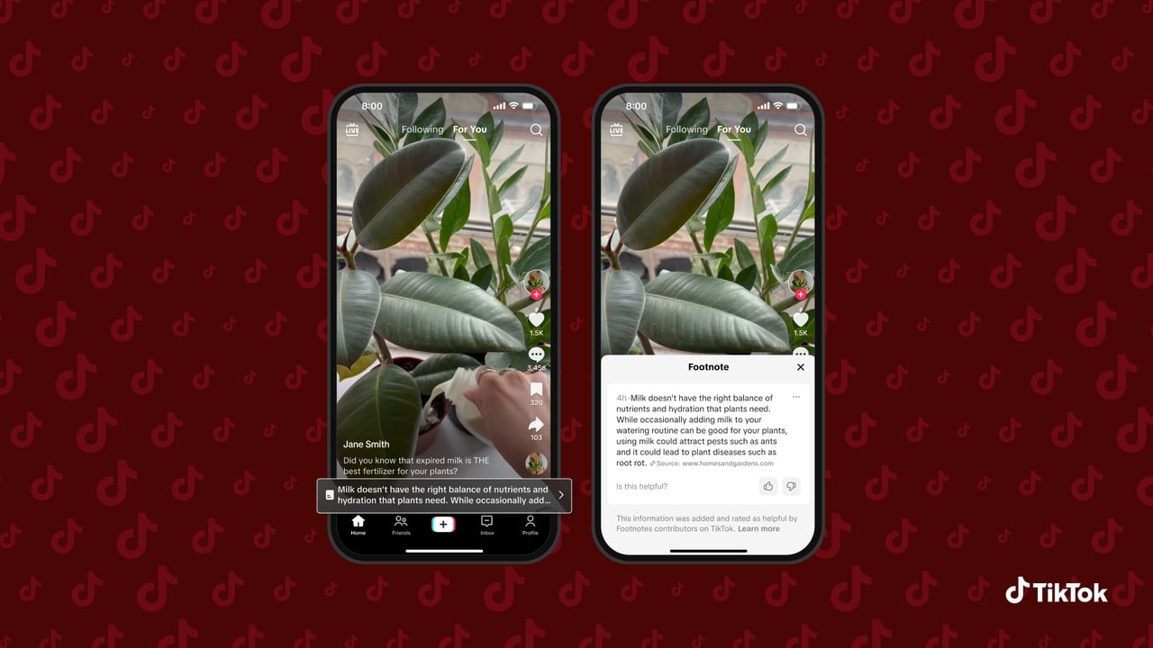 TikTok com notas comunitárias