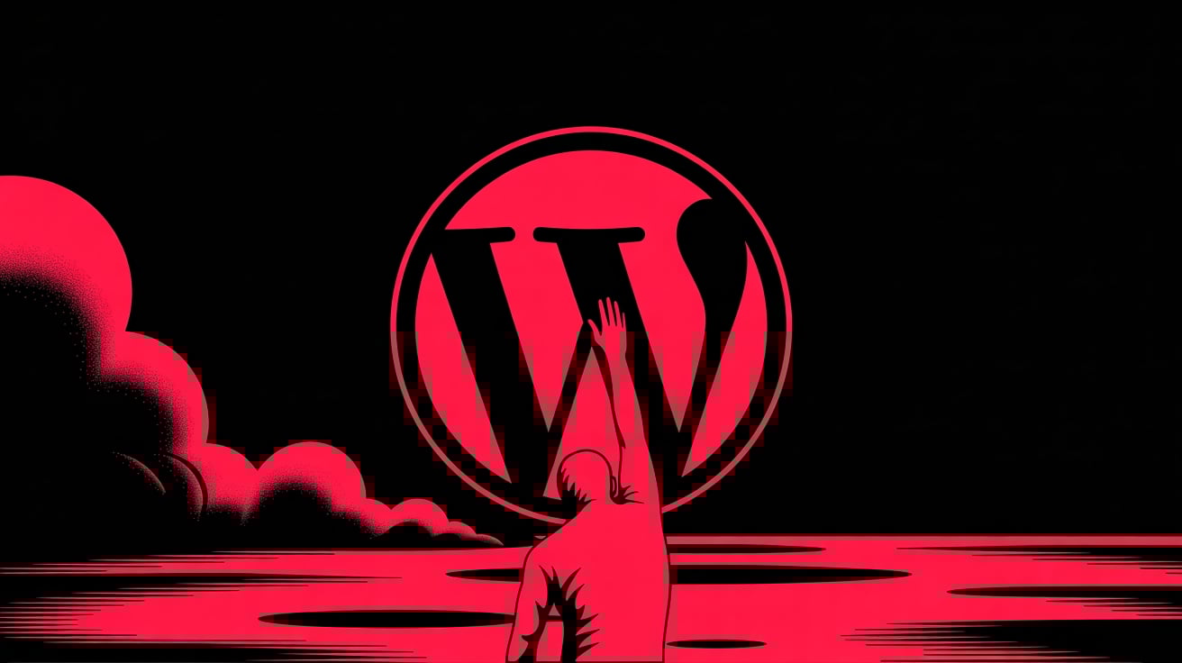 wordpress em vermelho com pessoa na frente