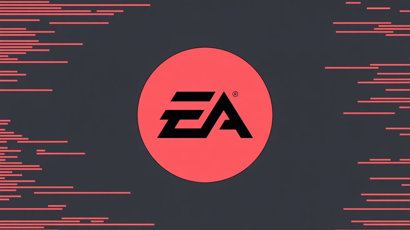 Logo da EA em fundo vermelho