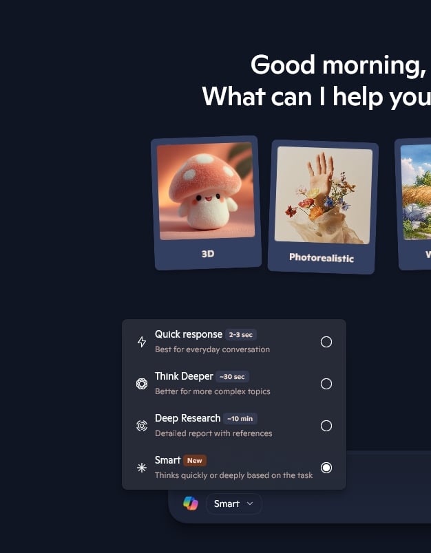 detalhes do novo modo Smart do Copilot