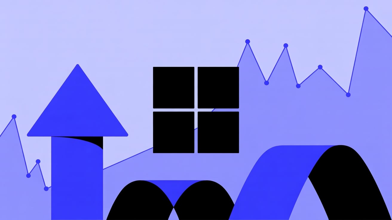 Logo da Microsoft em fundo de ações financeiras