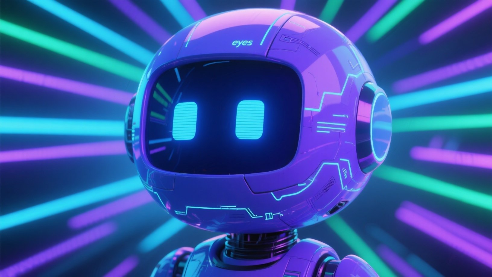 Robot em fundo digital neon