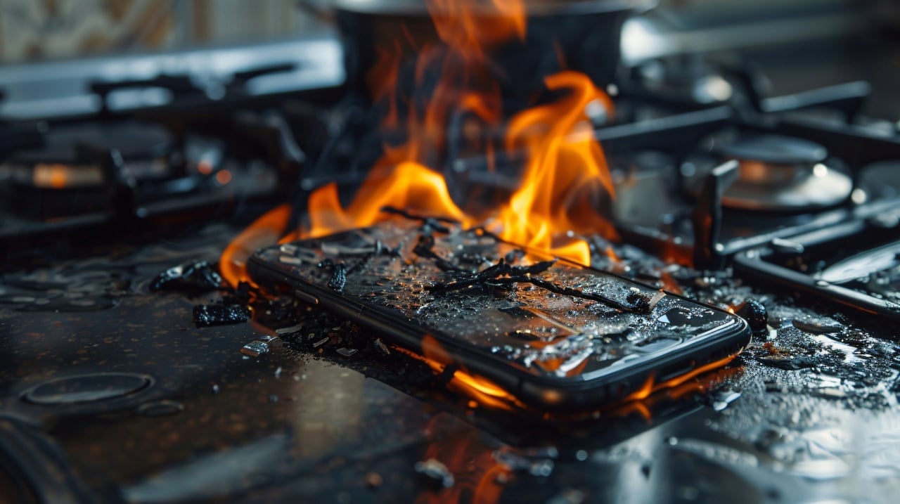 Smartphone em fogo