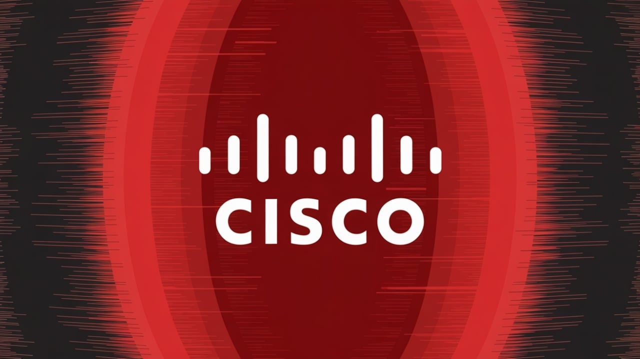 Cisco logo em fundo vermelho
