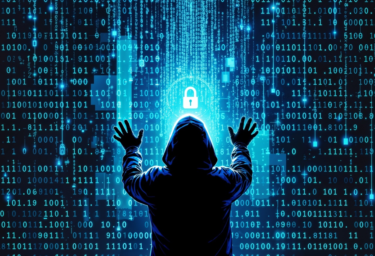 hacker em frente de código