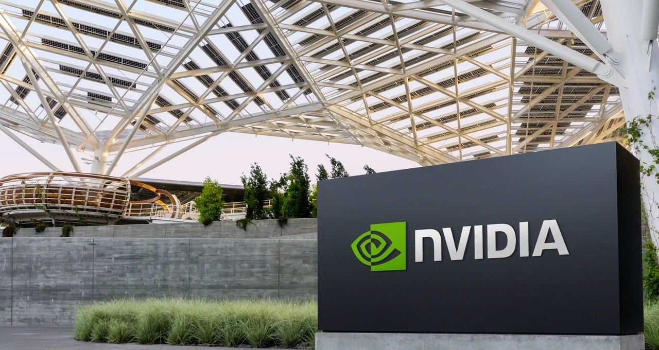 Nvidia logo em sede da empresa