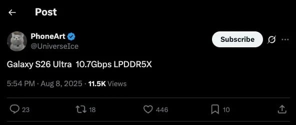 mensagem do leaker sobre futuro dispositivo da Samsung