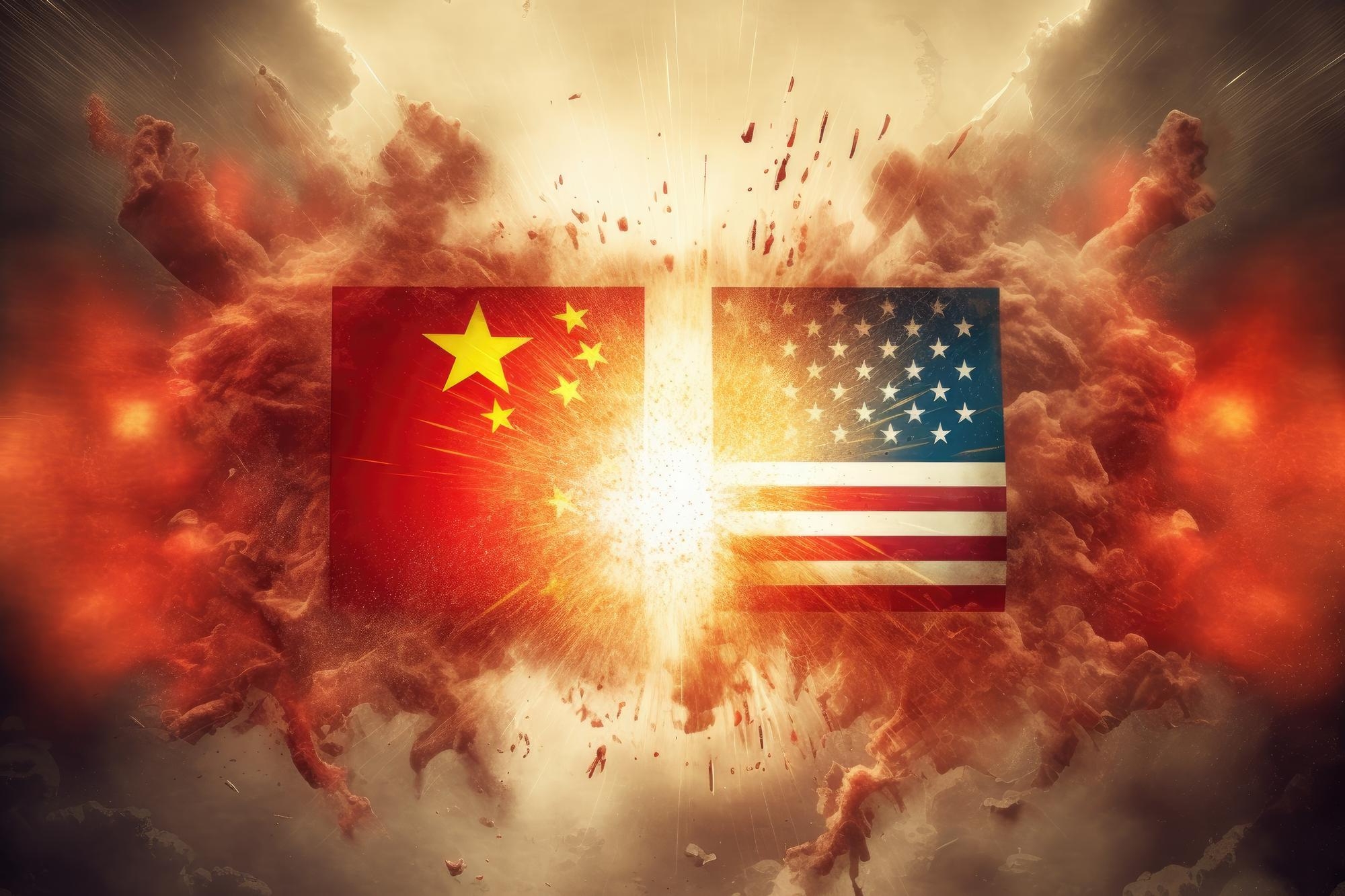 EUA vs China em bandeiras a explodir