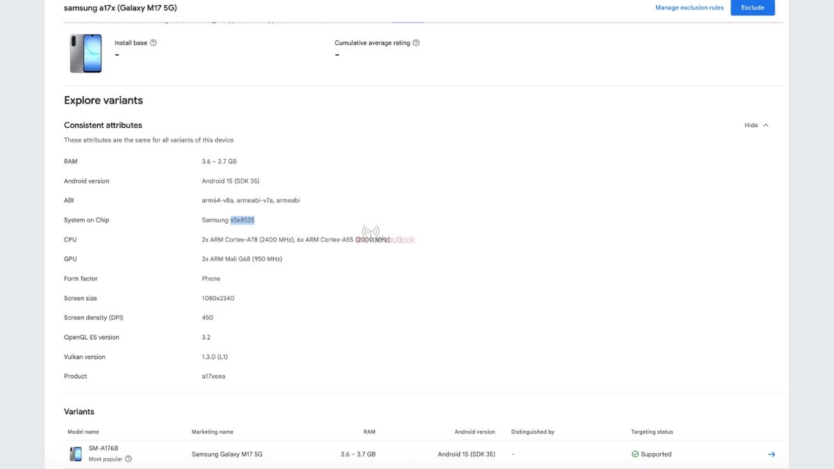 detalhes do novo dispositivo da Samsung