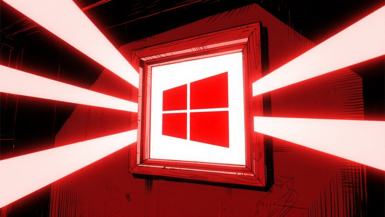 Windows 10 imagem do logo em fundo vermelho