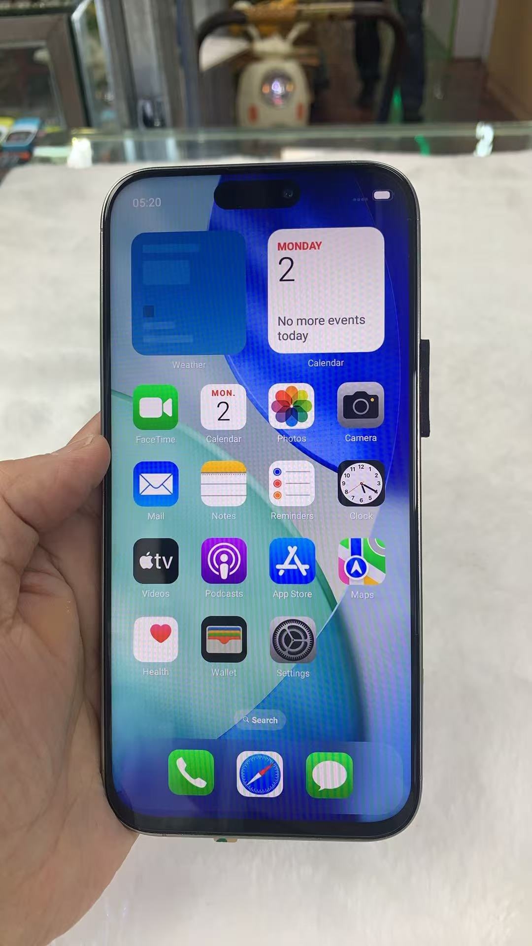 detalhes do ecrã do dispositivo falso