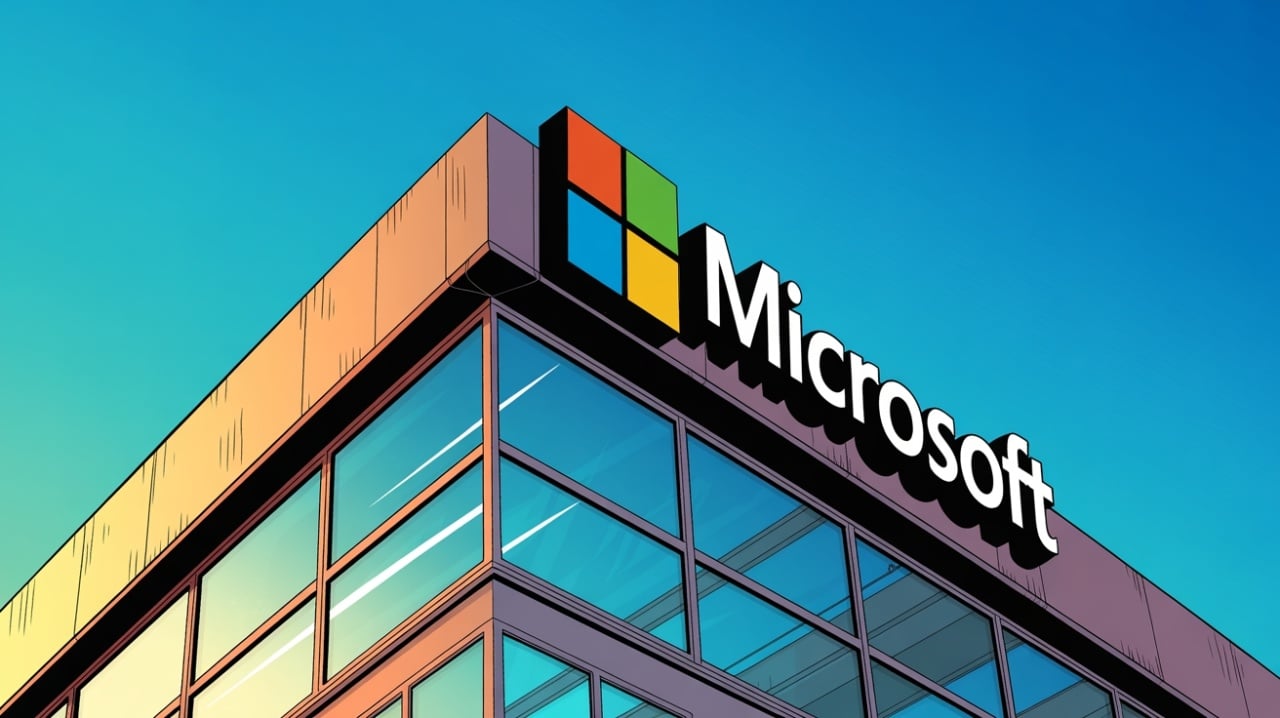 Microsoft logo em edifício