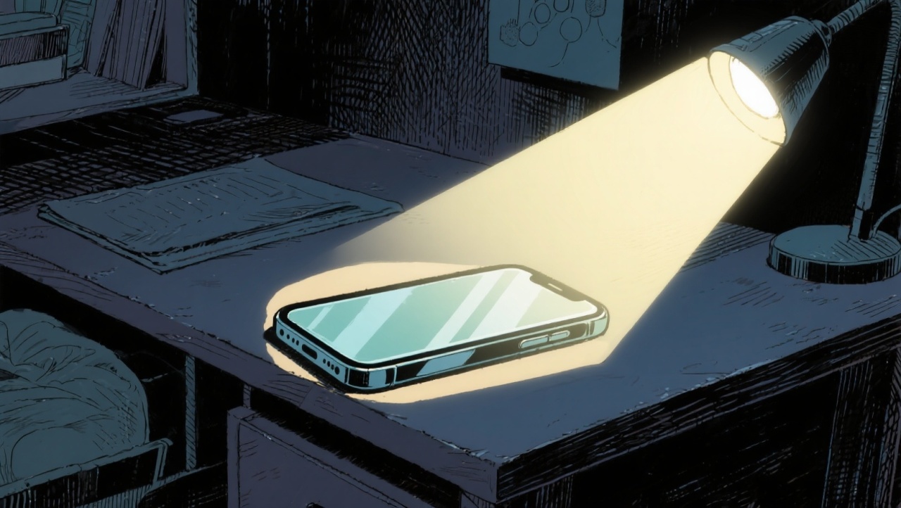 iphone com uma luz a apontar para o mesmo