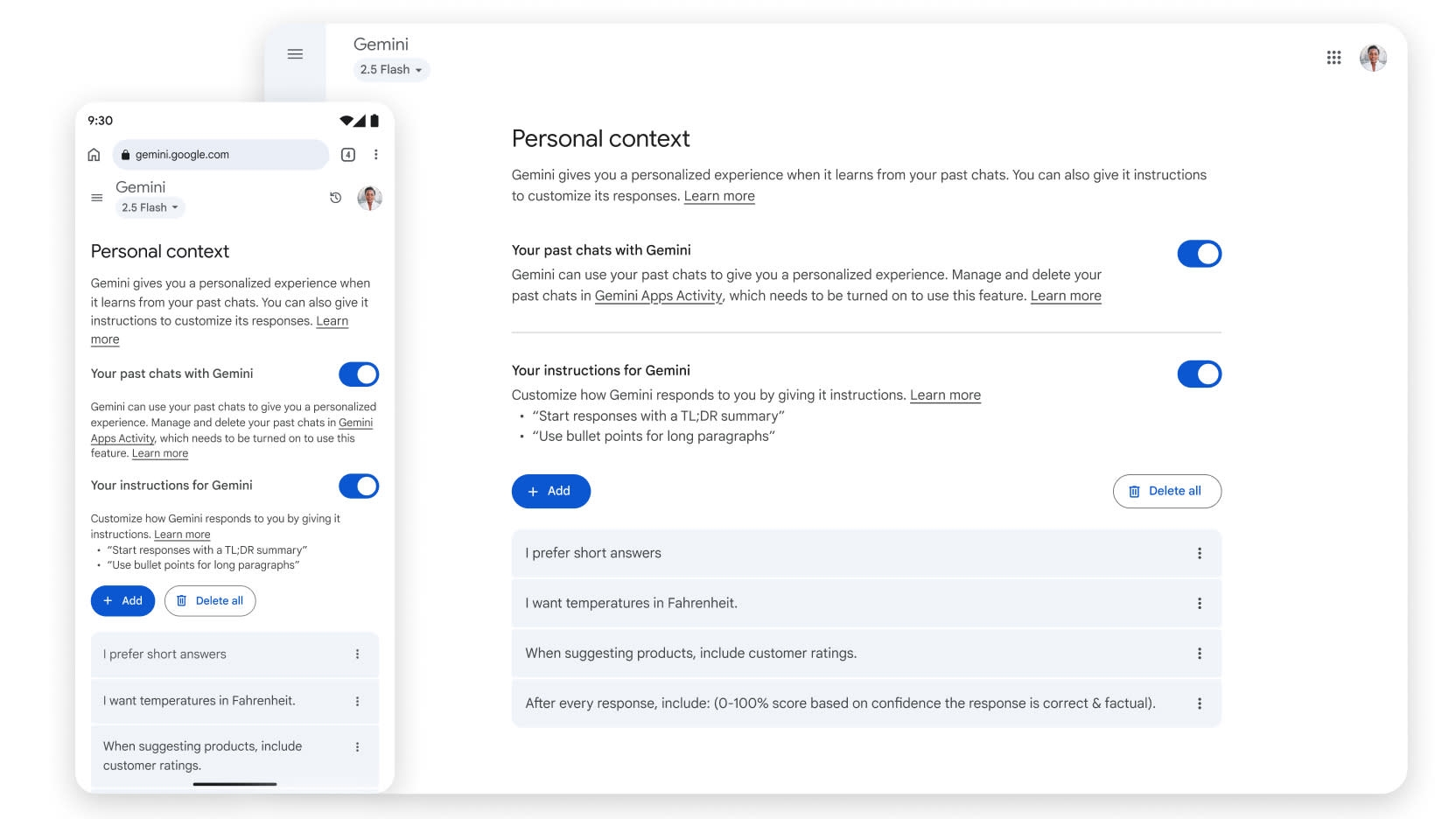 gemini com memória personalizada