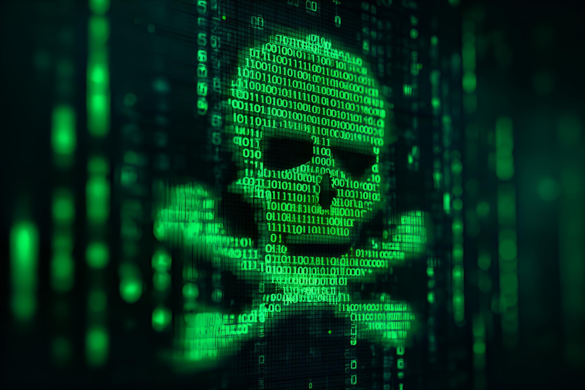 caveira verde em digital