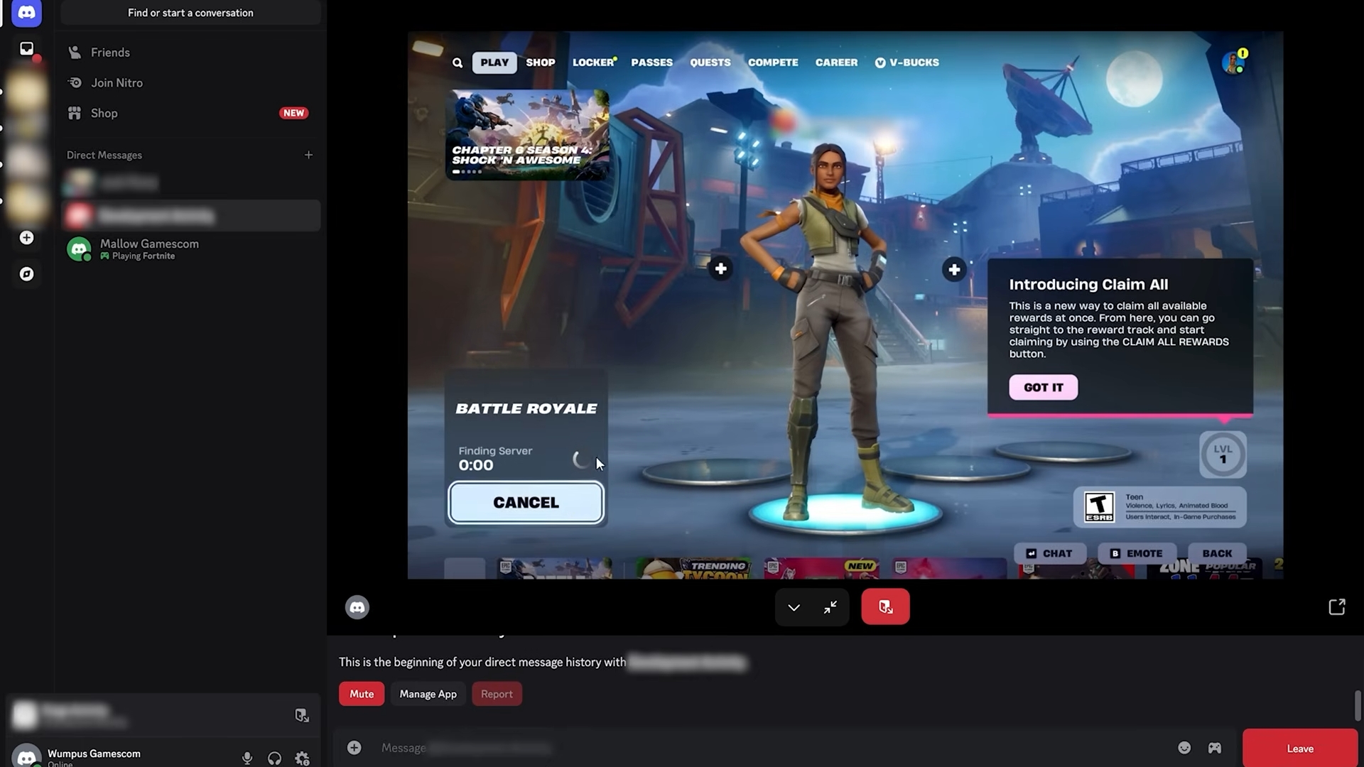 teste de jogo dentro do discord via o Geforce now da Nvidia