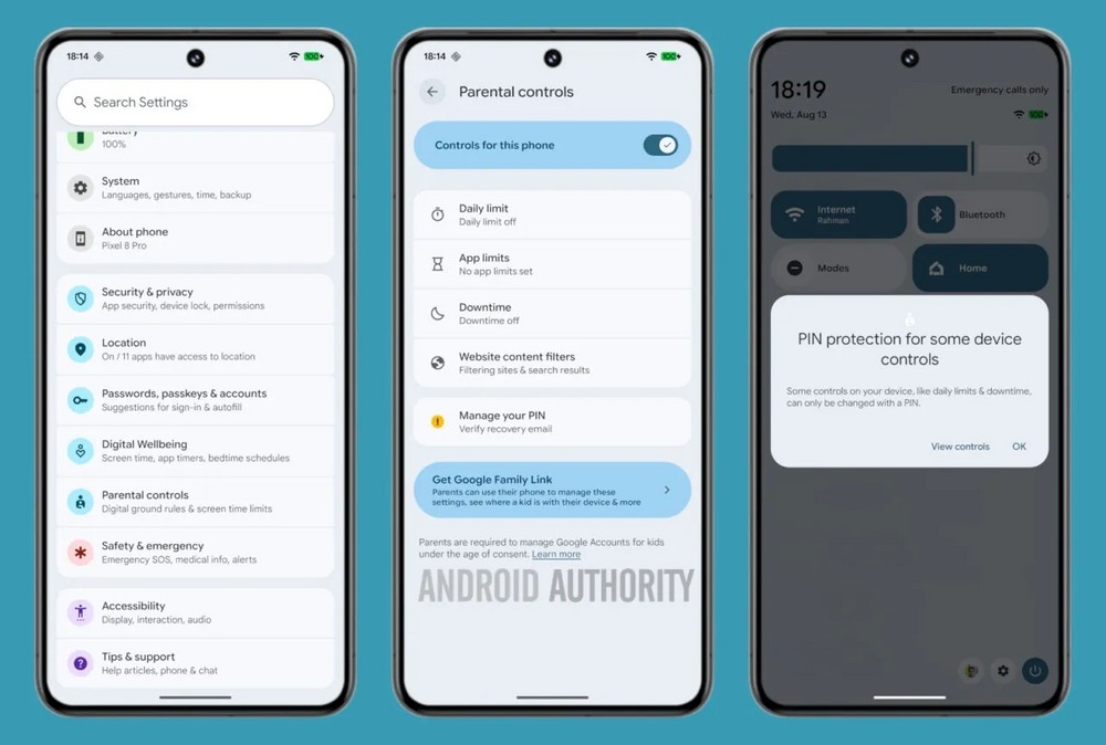 novas ferramentas de controlo parental do Android 16
