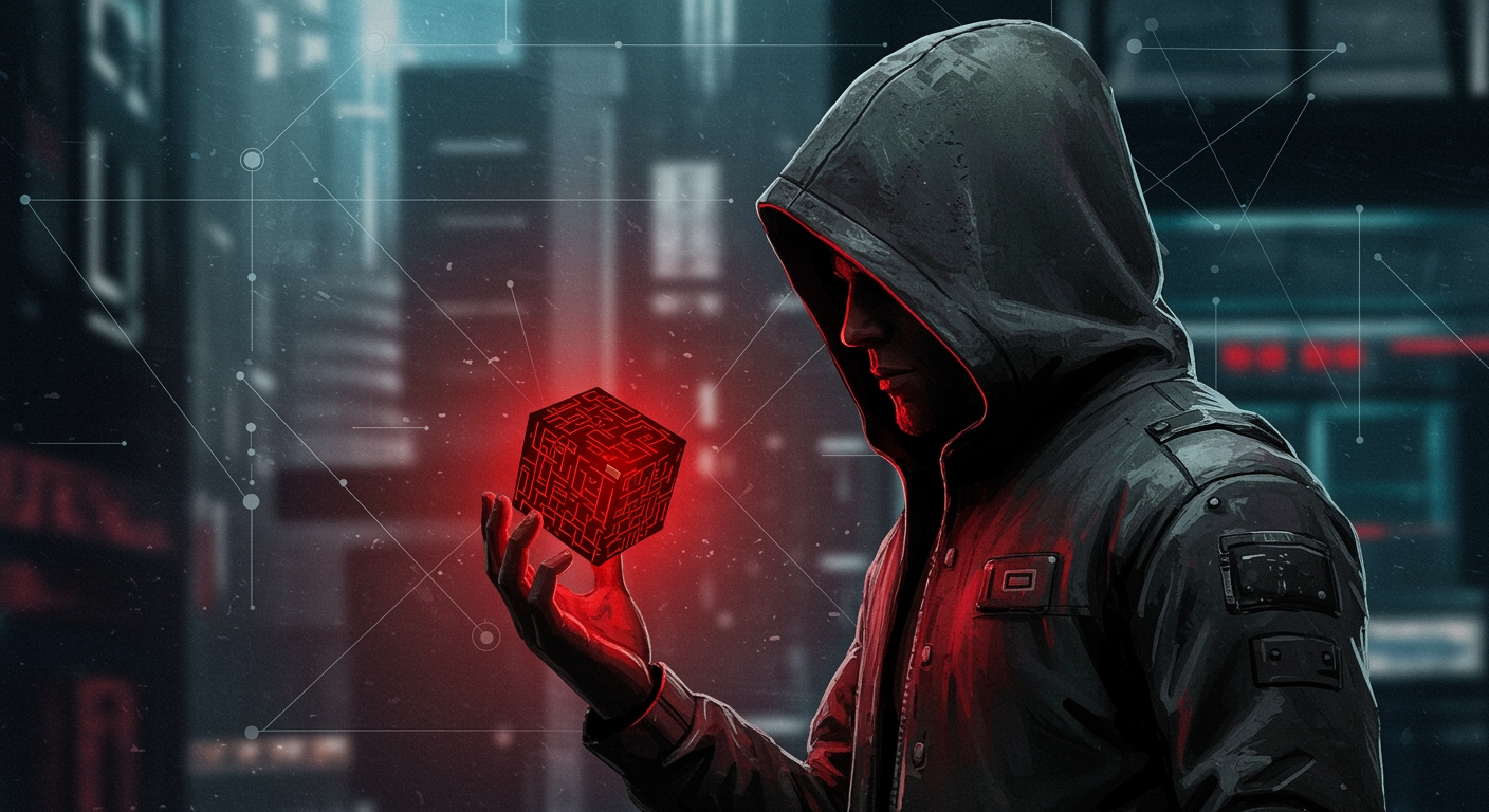 hacker a segurar num cubo