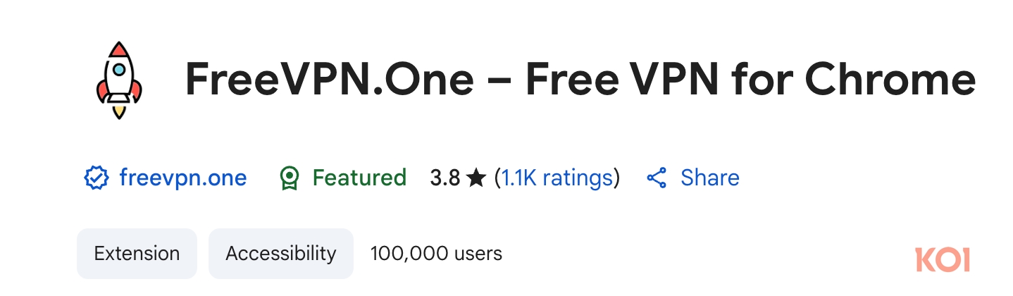 imagem da freevpn one como extensão para Chrome