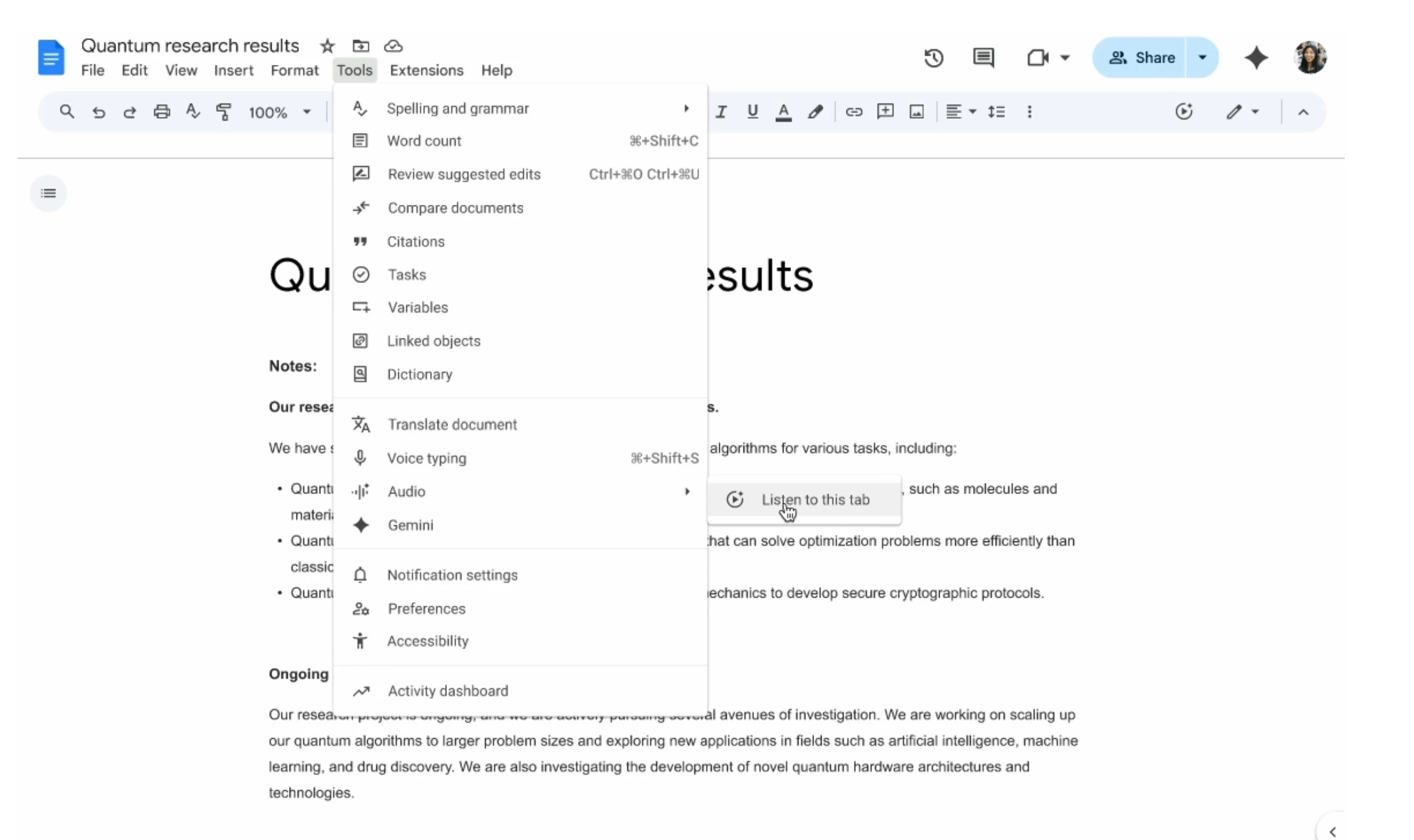 gemini no google docs