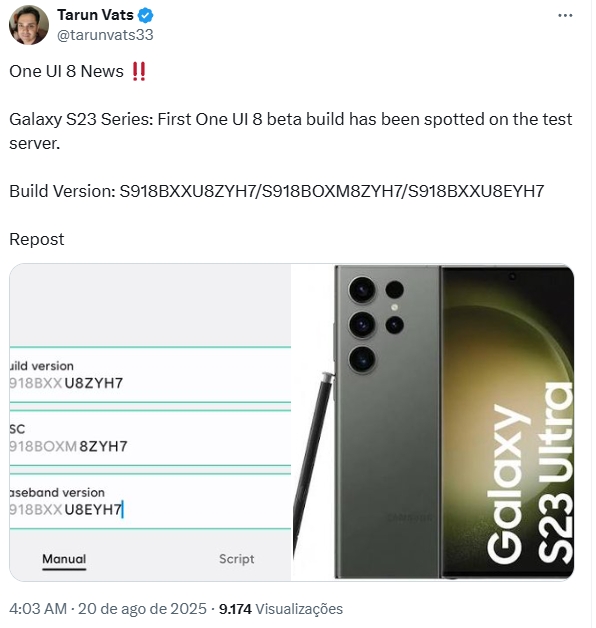 detalhes sobre leak de atualizações beta da one ui 8