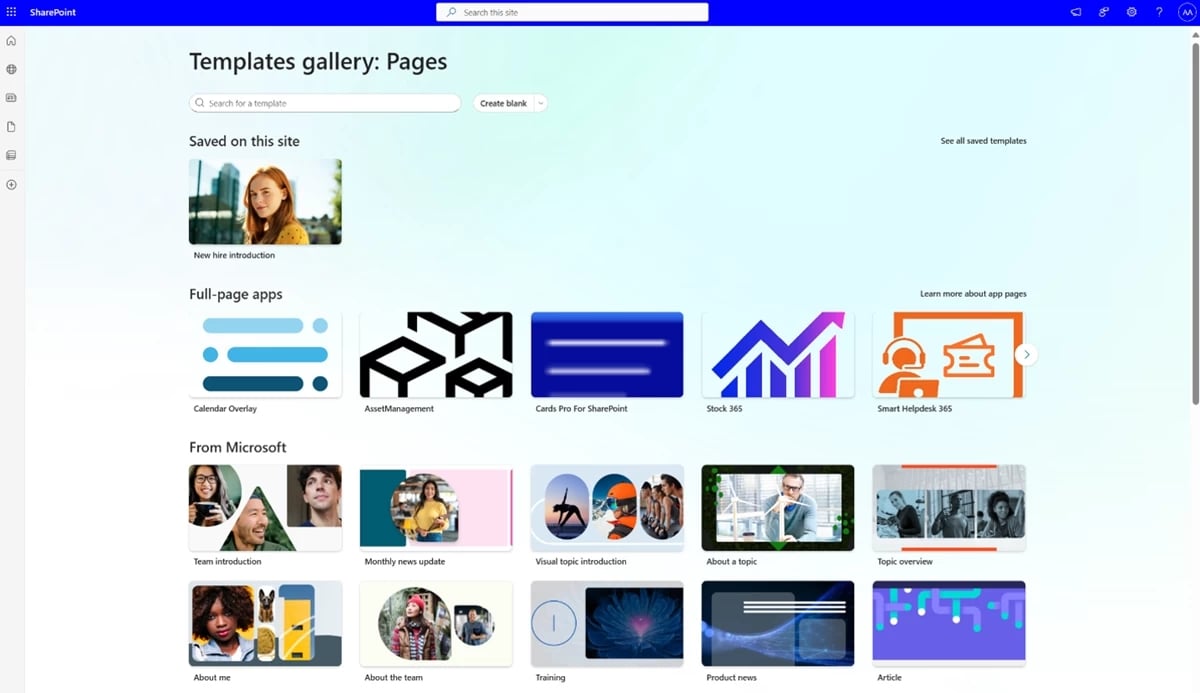 Microsoft Sharepoint com novas ferramentas para criação de páginas