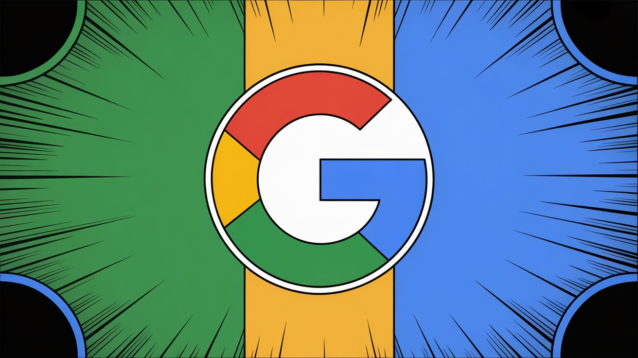 Google logo em fundo colorido