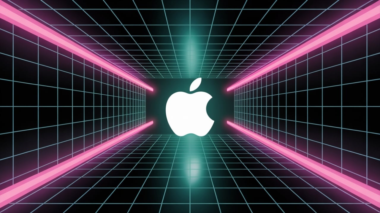 Apple logo em fundo digital