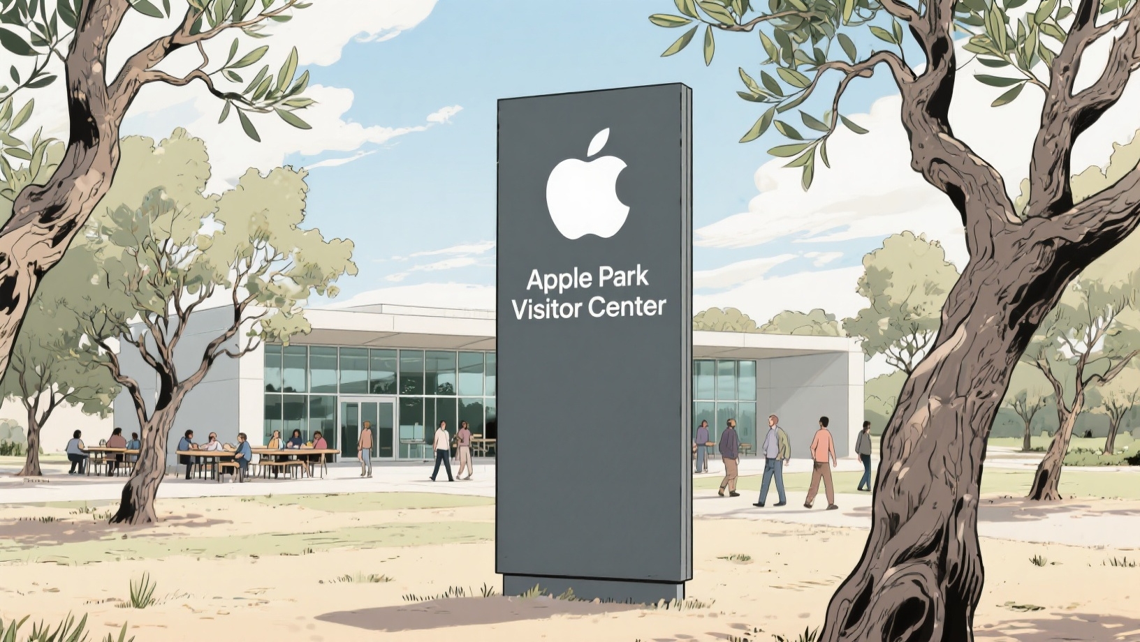 Apple logo em centro de visitas