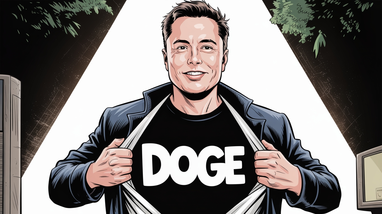 Elon Musk com camisa da DOGE