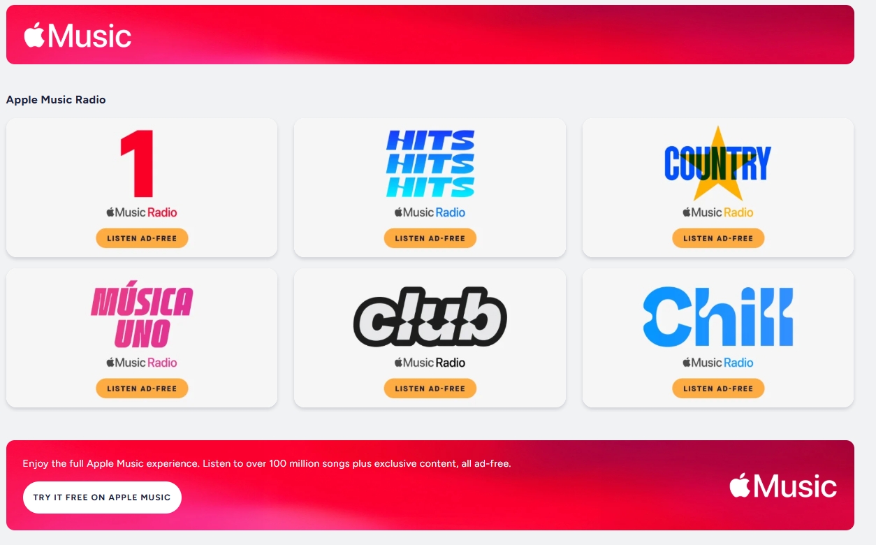 Apple Music radios no TuneIn