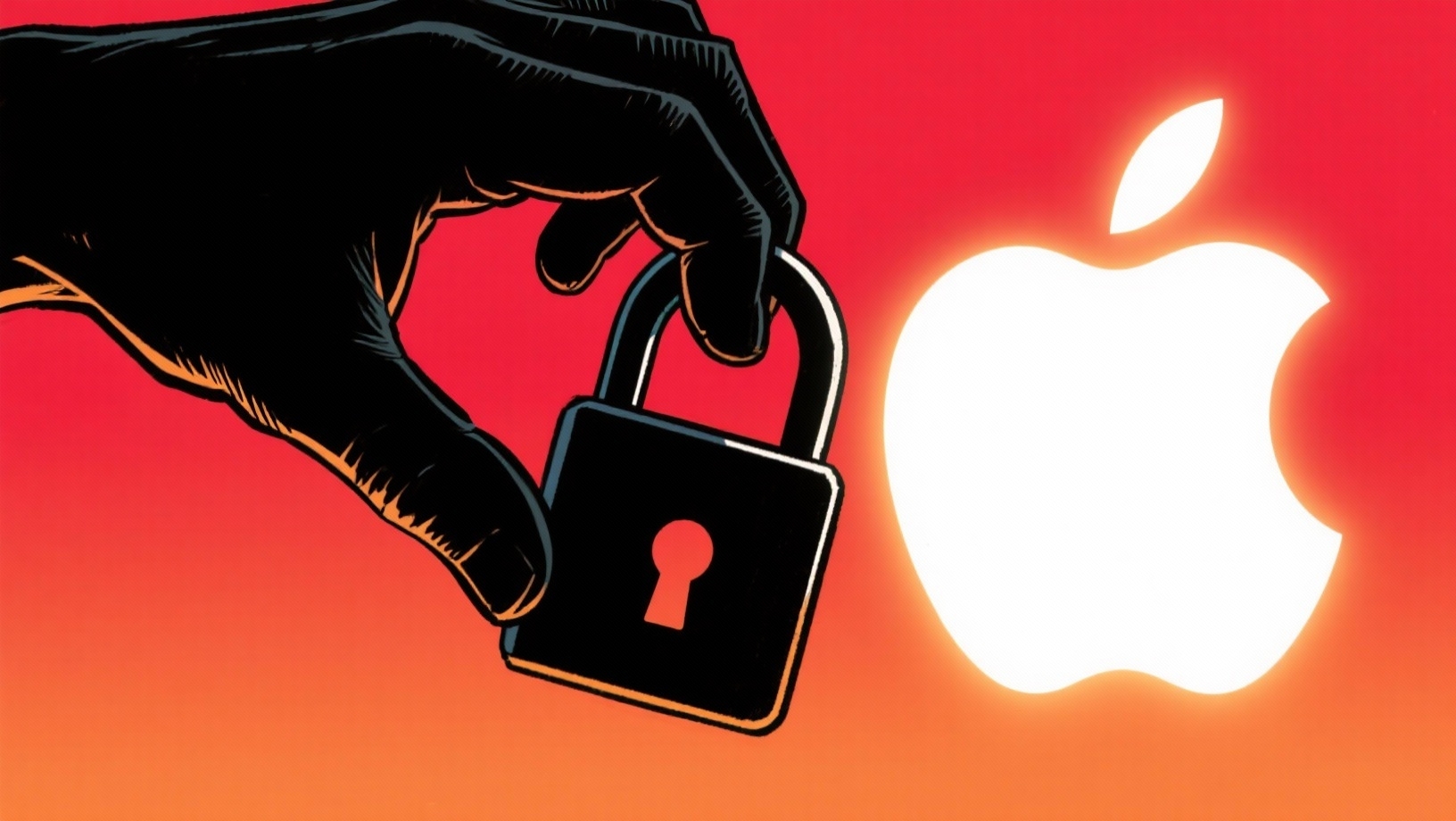 pessoa com cadeado e logo da apple