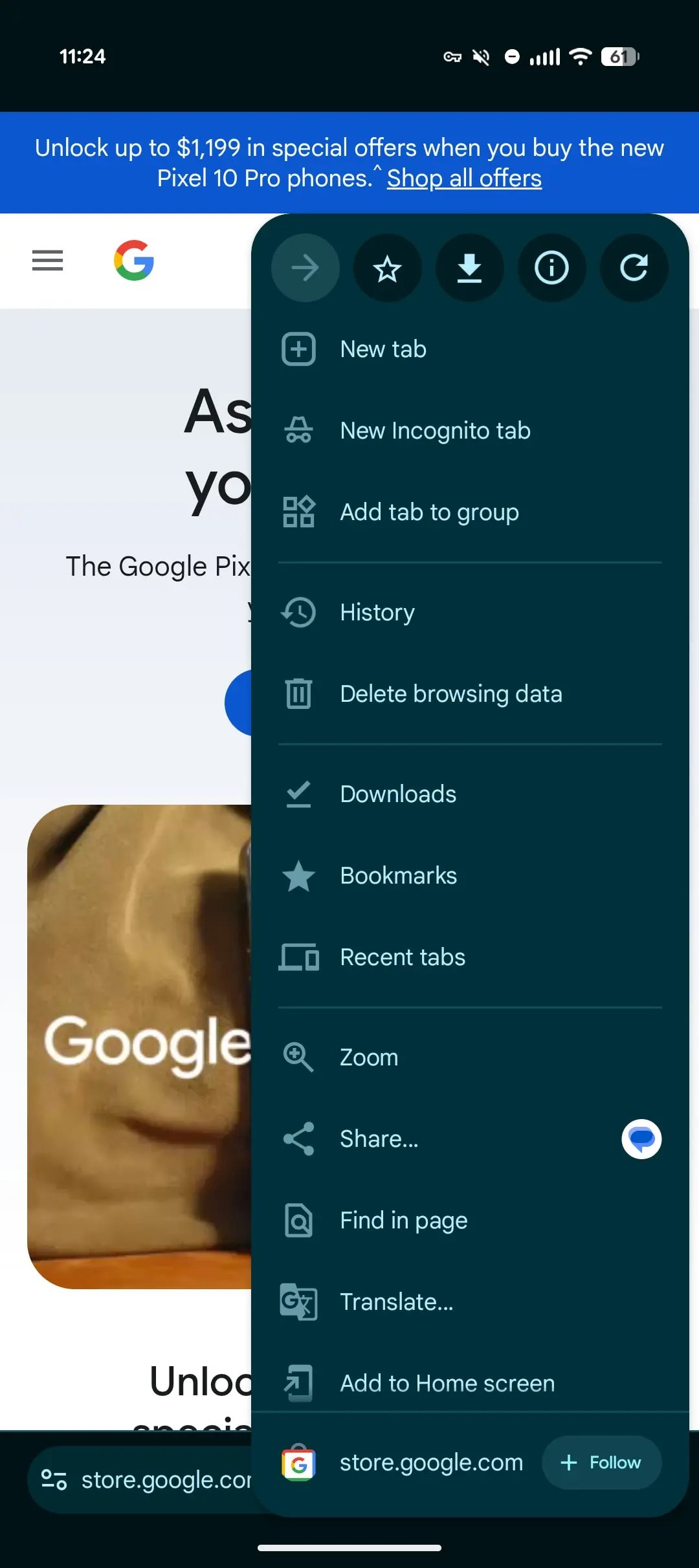 nova interface do chrome no android