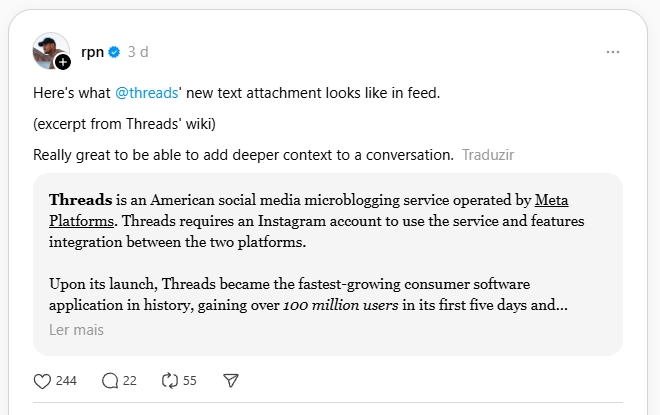 texto longo no threads