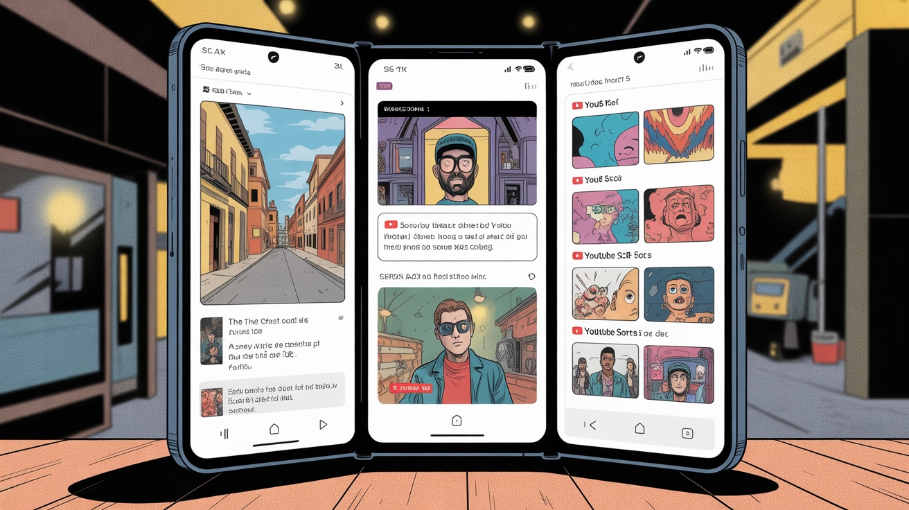 Smartphone com três ecrãs e dobras