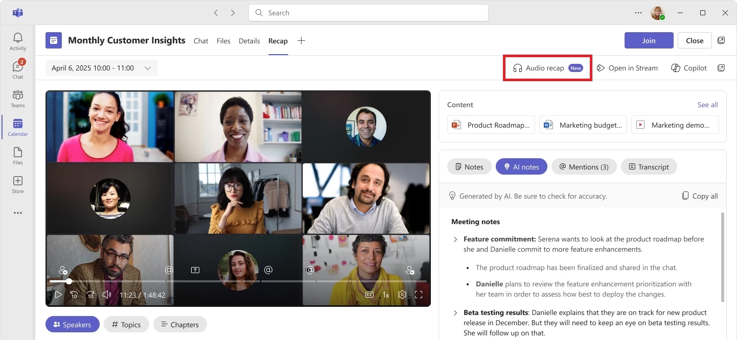 ferramentas de resumo do microsoft teams