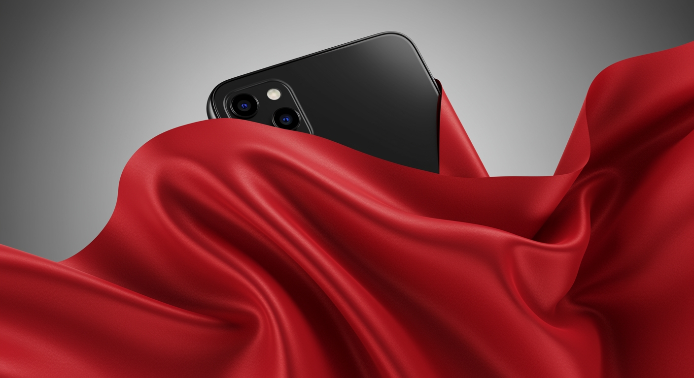 smartphone mistério envolto em panos vermelhos