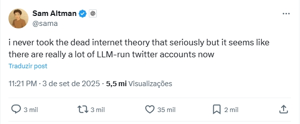 mensagem de sam altman