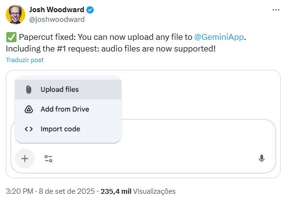 confirmação da novidade no gemini