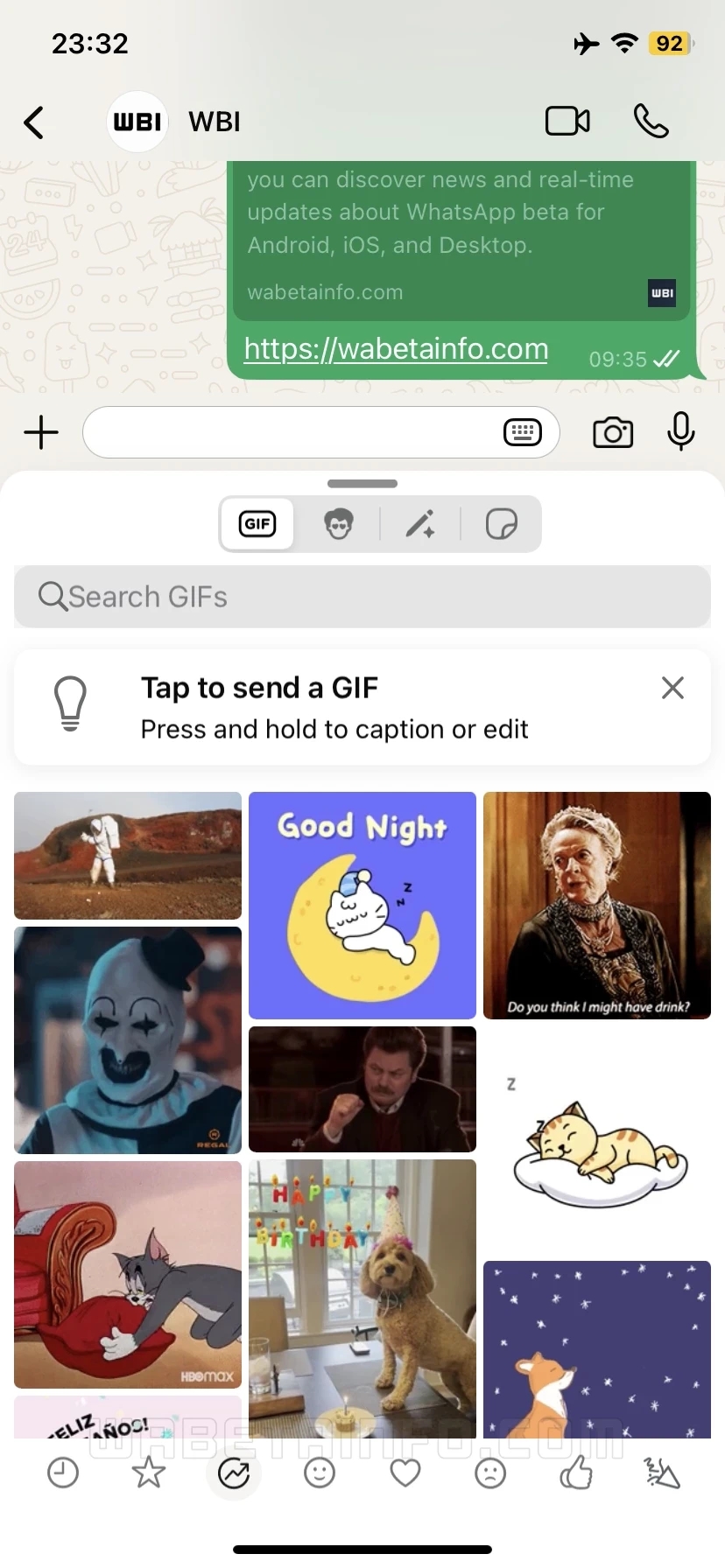 whatsapp com mais gifs animados nas configurações