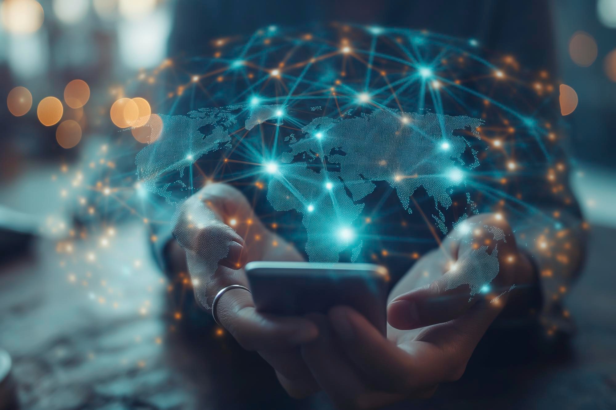 pessoa a usar telemóvel para aceder à internet