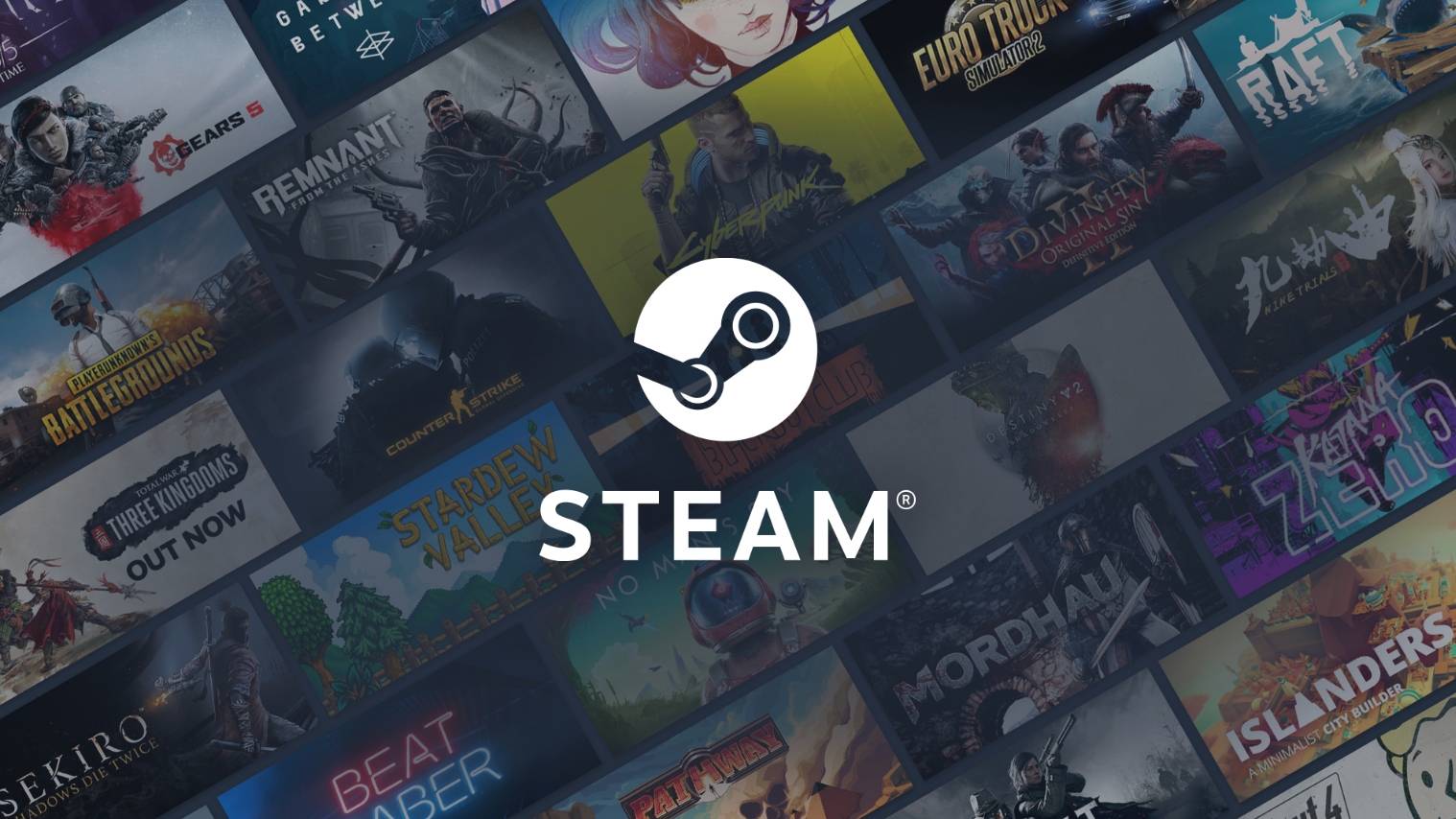 Steam logo em plataforma de jogos